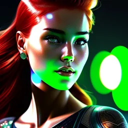 portrait of mary jane watson, red hair, green eyes, black tanktop, intricate, elegant, glowing lights, highly detailed, comic style, artstation, concept art, smooth, sharp focus, illustration, art by wlop, mars ravelo and greg rutkowski