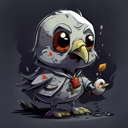 chibi 2d art man horror pigeon