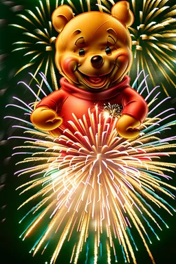 Fireworks splattering pooh