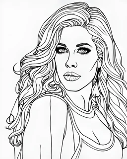 b/w outline art for adult coloring book page themed with no background, coloring pages, Lisa Marie Presley on tv, full White, kids style, white background, Sketch style,(((((white background))))), only use outline., cartoon style, line art, coloring book, clean line art, Sketch style, line-art