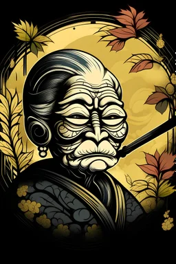 japanese traditional grandma mask silouette banksy