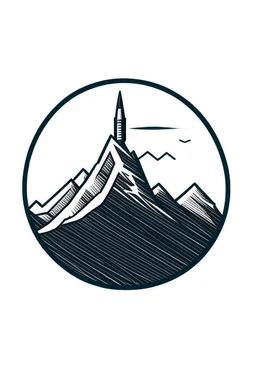 The logo consists of a pen and combined with mountains