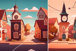 A walk through diffrent time zones of a cute little town