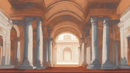 Vector. i2D animated. Istanbul. Inside royal palace. Minimal. Digital painting,