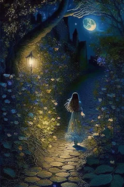 As she walked along the cobblestone path, Lily discovered that the night held a secret enchantment. Moonbeams danced through the leaves, casting ethereal shadows on the ground. The nocturnal creatures serenaded her with their melodic songs, and the scent of wildflowers filled the air