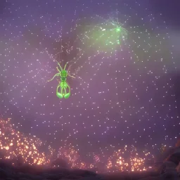 Giant transparent luminescent starry spider, realistic