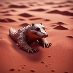 pen outline, in the style of Escher, crocodile panda on the red sand beach ,bokeh like f/0.8, tilt-shift lens 8k, high detail, smooth render, down-light, unreal engine