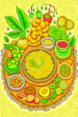 an illustration made by composing different nepalese food cusines