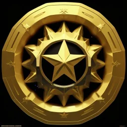  black background, shiny golden embossed star ornament, 3d, cinematic, photorealistic