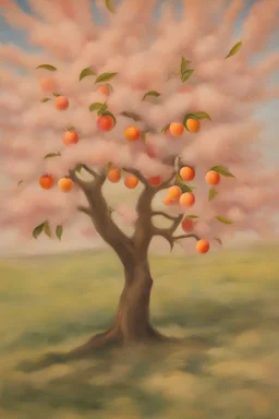 a painting of a peach tree