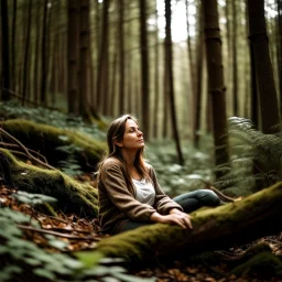 woman relaxing in the forest