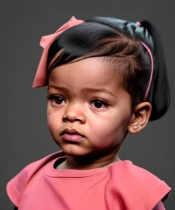 Rihanna toddler, full body, soft skin, dramatic lighting, hyper realistic