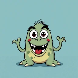cartoon monster on solid color background