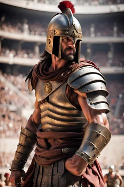 Gladiatore (with full close helmet; mezzo busto); sfondo arena