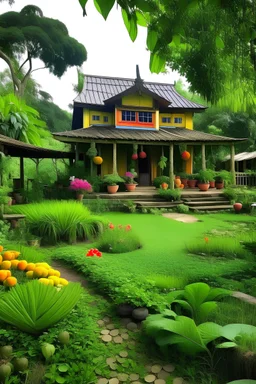 Thai house upcountry and fruit garden