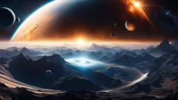 A mesmerizing close-up of a planet surrounded by a stunning array of other planets, all captivatingly captured by Jessica Rossier. This trending, microscopic space art photo showcases floating planets and moons against a dark background, highlighting the ethereal beauty of space.