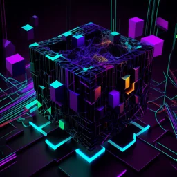 darker vivid colors Blockchain blockhain not arrange in cube 3D
