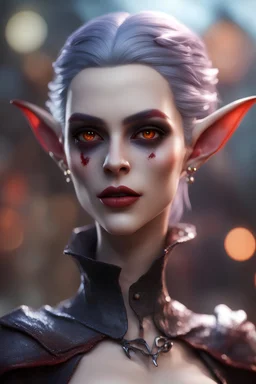female vampire elf from worms armageddon wearing makeup, bokeh like f/0.8, tilt-shift lens 8k, high detail, smooth render, down-light, unreal engine, prize winning
