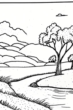 landscape simple drawings for coloring