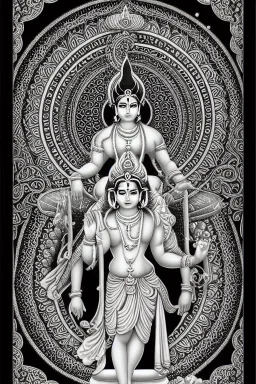 Hinduism, modern realistic cartoon drawing, grayscale, adult coloring pages, Hindu god Brahma, male god, wisdom, transformation, lined drawing, coloring page, 300 dpi, high quality print, painted portrait, full body, white hair , masculine, mature, handsome, upper body, muscular, hairy torso, fantasy, intricate, elegant, highly detailed, digital painting, artstation, concept art, smooth, sharp focus, illustration, 8K, HDR, masterpiece, pastel quad Color, 3D vector art, cute and quirky, fantasy