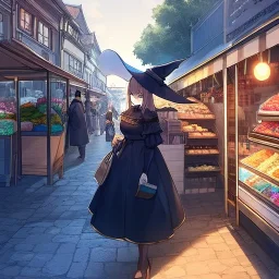 huge witch, air view, streetMarket,