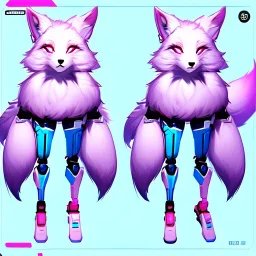  a fox fursona, well drawn, 8k, high quality, realistic, masterfully drawn, fur, furry, fursona reference sheet, in frame, full body portrait, anthropomorphic, screen for a face, cyberpunk, backlighting, soft coloring, pastel coloring