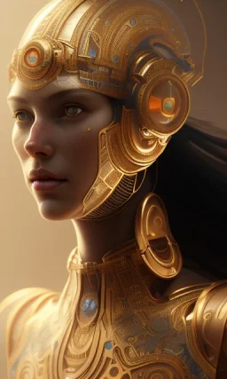 Pharaonic robot , head and shoulders portrait, cinematic, 8k, resolution concept art portrait by Greg Rutkowski, Artgerm, WLOP, Alphonse Mucha dynamic lighting hyperdetailed intricately detailed