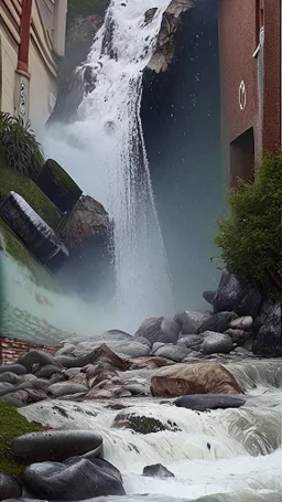 Imagine a detailed and photorealistic image of a cascading waterfall nestled in the heart of the Alps. The image should capture the dynamic movement of water droplets, the mist hanging in the air, and the rugged beauty of the surrounding rocks and vegetation. The waterfall should appear powerful yet serene, a testament to the unyielding force of nature. Use a high-resolution 16k camera with a 16:9 aspect ratio, a raw style, and a quality setting of 2. –ar 16:9 –v 5.2 –style raw –q 2 –s 750