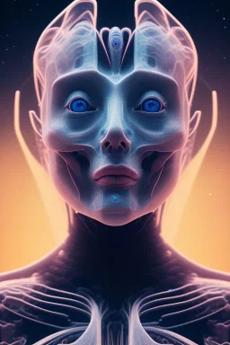 portrait full human body, meditation, third eye, universe, fourth dimension, fractal, realistic, 8k, high quality, extreme detail, symmetrical nose.