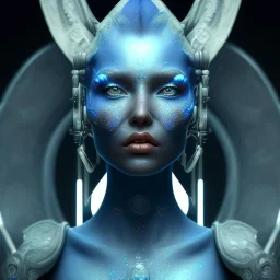 portriate of beautiful blue na'vi warrior,volumetric lighting, particals, intricate detail,realistc, close up