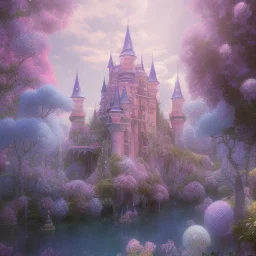 a magical crystal flower lys bougainvillier,snow, blue gold house castle in the woods, magnolias pink,blue lake,sun,white swanns,pink vertical, blue lake,sharp, vines, candlelit, endor, ornate, elegant, highly detailed, artstation, concept art, smooth, sharp focus, illustration, 8k, splash art, wallpaper, key visual