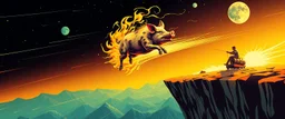 faster than a greased muscle pig on a runaway train jumping over the cliff . speed and energy, goa trance poster