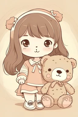 A cute soft doll with teddy bear outfits are good outline art