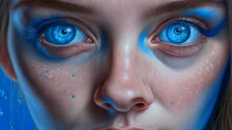 face blue eyes bluish makeup hyperrealism