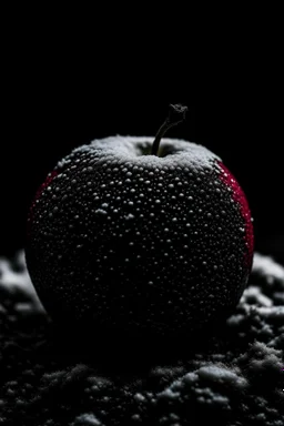 apple with snow and dark mood