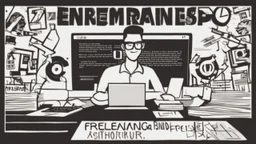 الصورة تظهر عنوان الفيديو وهو "العمل الحر والريادة: كيف تبني علامتك التجارية الشخصية وتنجح في العالم الرقمي؟" وهو مكتوب بخط أبيض كبير على خلفية سوداء. يتميز العنوان بتنسيق أنيق وبارز. أسفل العنوان، تظهر صورة لشخص يعمل على جهاز كمبيوتر محمول، حيث يبدو وكأنه يقوم بإنجاز مهمة مهنية. يظهر الشخص بمظهر احترافي، وهو يعبّر عن التفاني والاجتهاد في العمل. يشير هذا الجزء من الصورة إلى مفهوم العمل الحر والريادة. في الزاوية السفلى اليمنى من الصورة، يظهر شعار قناة الفيديو أو علامة الشخصية للمحتوى، إذا كانت