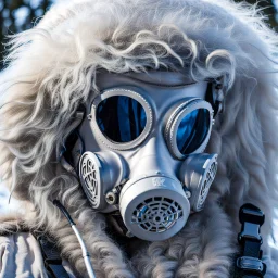 Yeti in an elastomeric respirator, Kananaskis Country