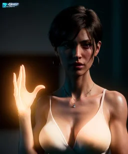 Ultra Realistic image, photo studio, medium shot view, woman making the fuck off gesture, soft color, highly detailed, unreal engine 5, ray tracing, RTX, lumen lighting, ultra detail, volumetric lighting, finely drawn, high definition, high resolution.