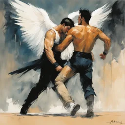 [art by Alex Maleev] Jacob wrestling with angel