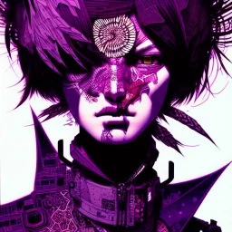 beautiful punk girl, hyper detailed, intricately detailed, illustration by <kilian eng> <Yoji Shinkawa>, purple tones,