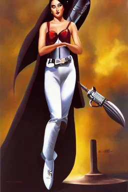 Full body portrait, painting, medium shot lady style of The Rocketeer