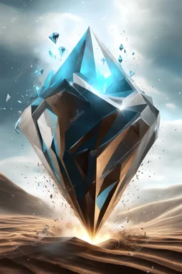 Diamond elemental rising from the ground, swirling falling windswept dirt blowing off the humanoid spirit rising, 3d digital concept art