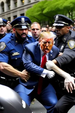 president donald trump being beaten by police for resisting