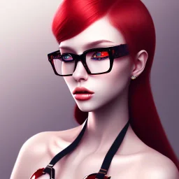 girl, glasses, red hair, very detailed