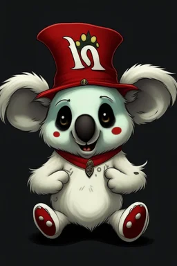 "ren and stimpy" style koala wearing a jester hat