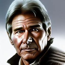 woolitize,stunning photo realistic head to waist portrait of harrison ford as han solo in star wars with photo realistic short hair by alice zhang,Sam Spratt, Yi Fan, Houston Sharp, Matija Obrovac, Sharp focus, brown eyes,photo realistic skin, realistically and naturally weathered skin,space jacket from star wars, intricate, art background