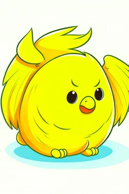 A fluf yellow ball with wings