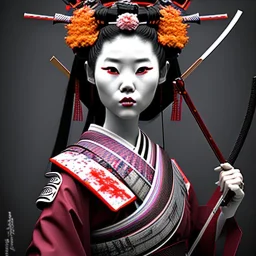 Beautiful geisha samurai