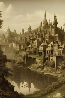 a Victorian era photograph of an elven city