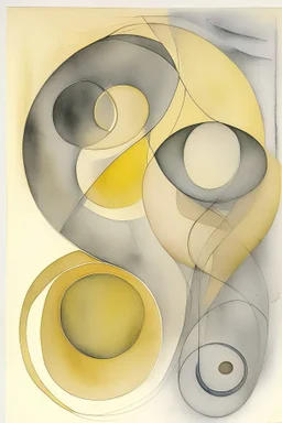 abstract watercolour by barbara hepworth and paul klee in gold and grey